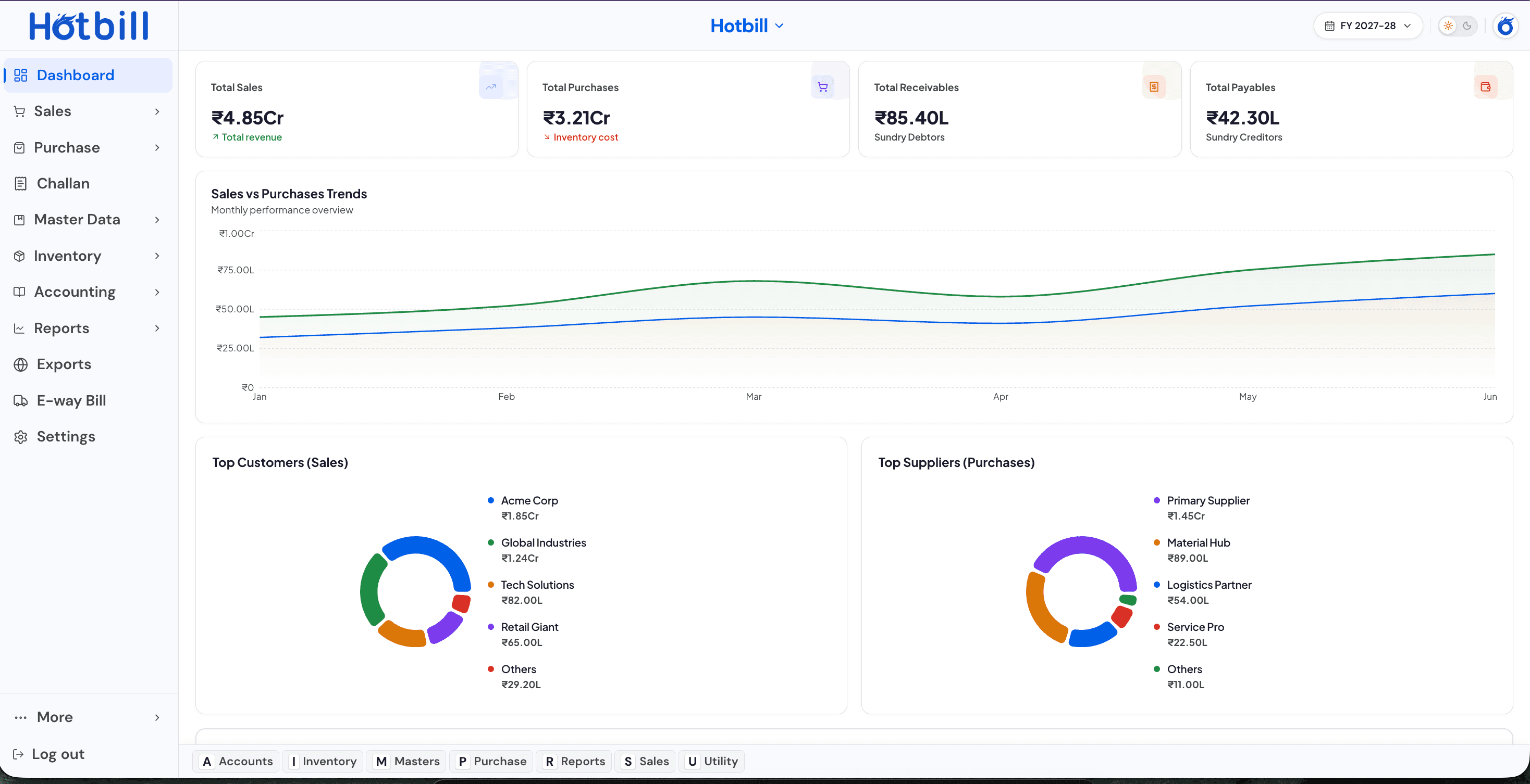 HotBill web dashboard